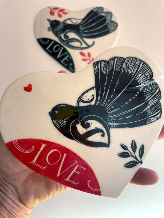 Ceramic Heart - Piwakawaka Love