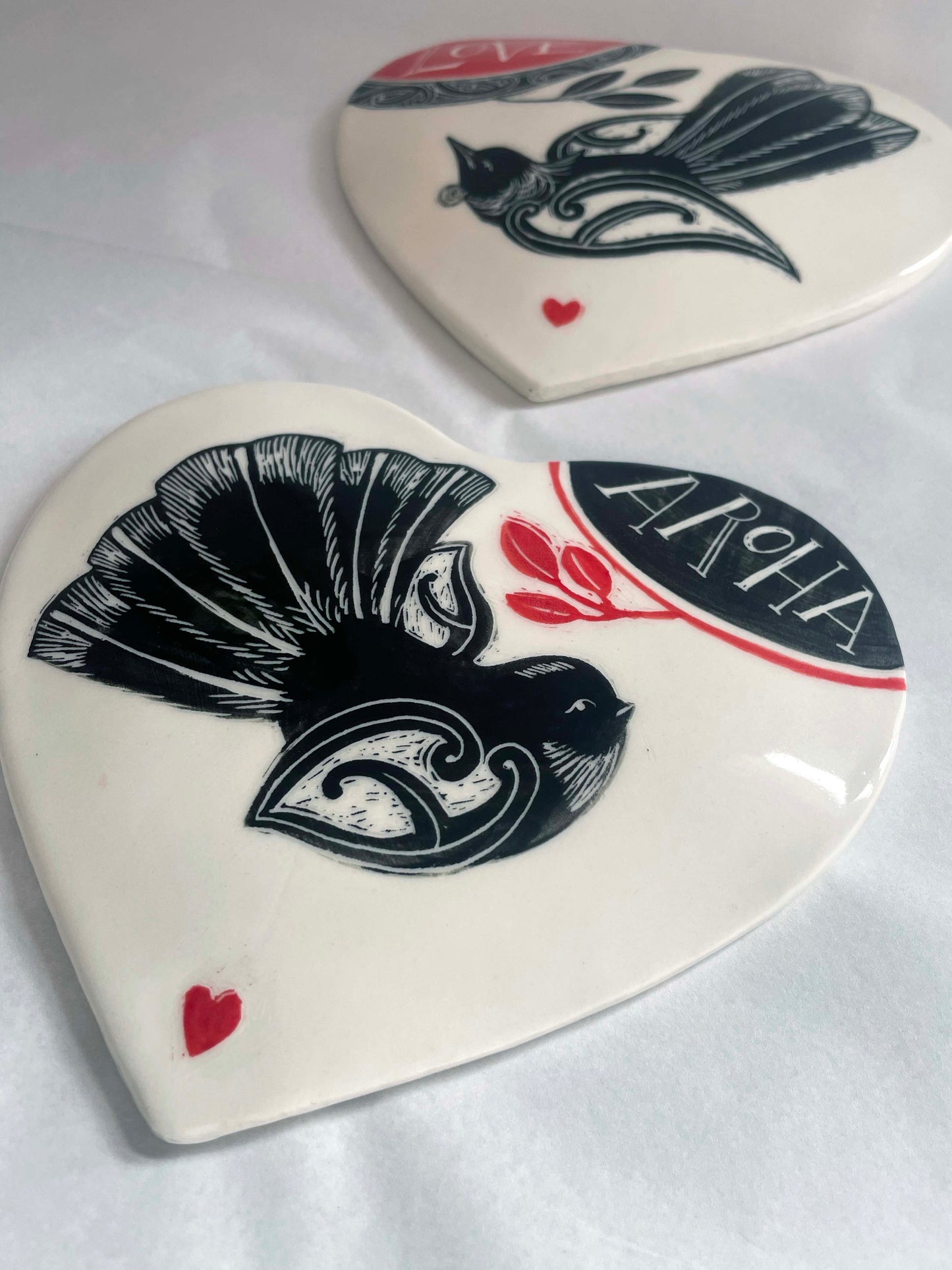 Ceramic Heart - Aroha Piwakawaka