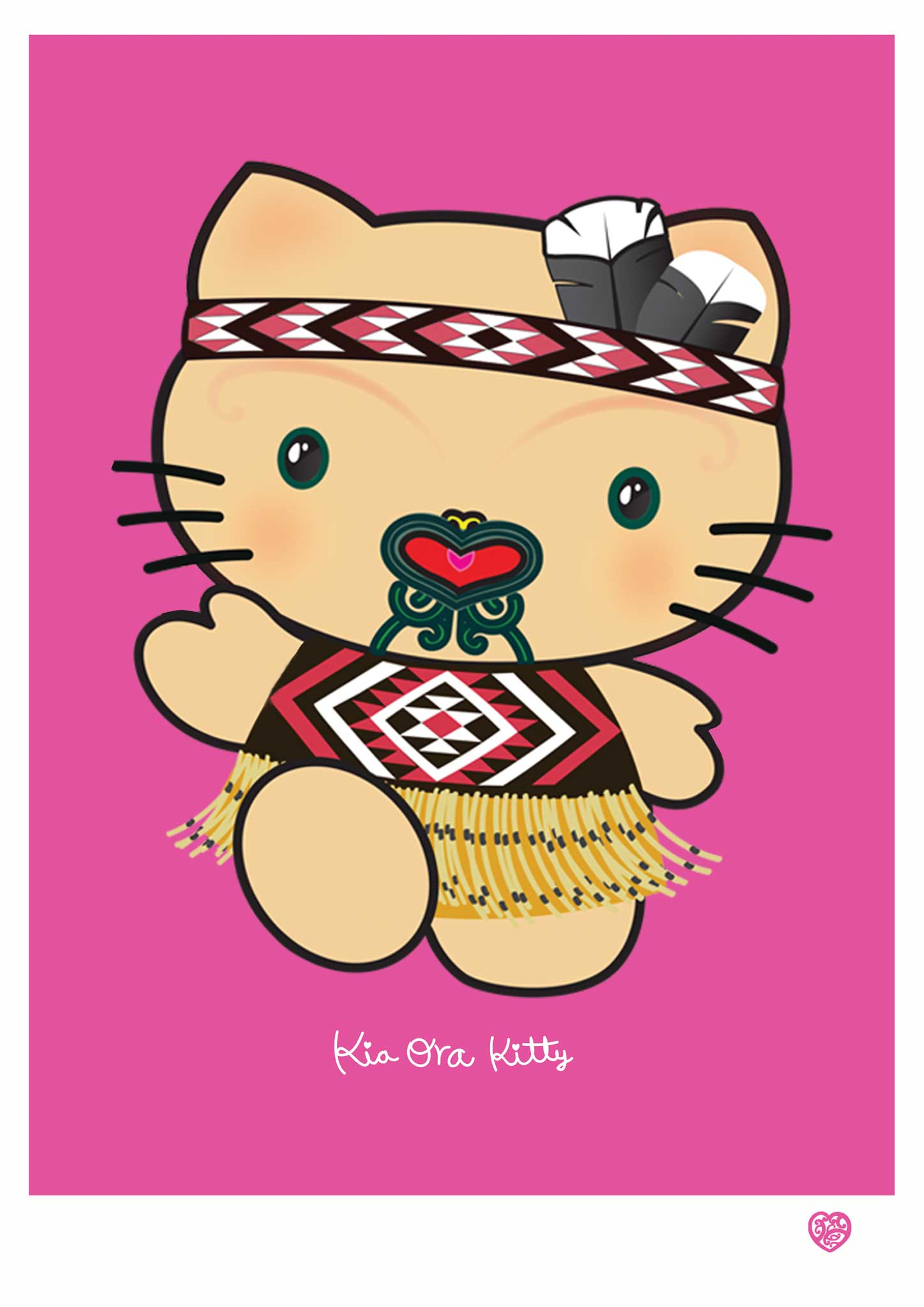 kia ora kitty art print - amber smith art