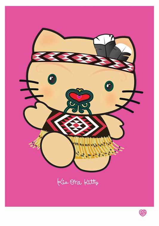 kia ora kitty art print - amber smith art