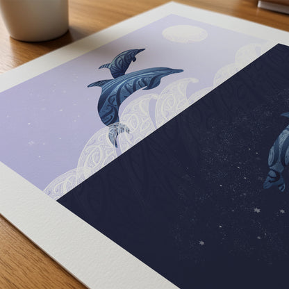 dolphin artwork from new zealand with words from po atarau