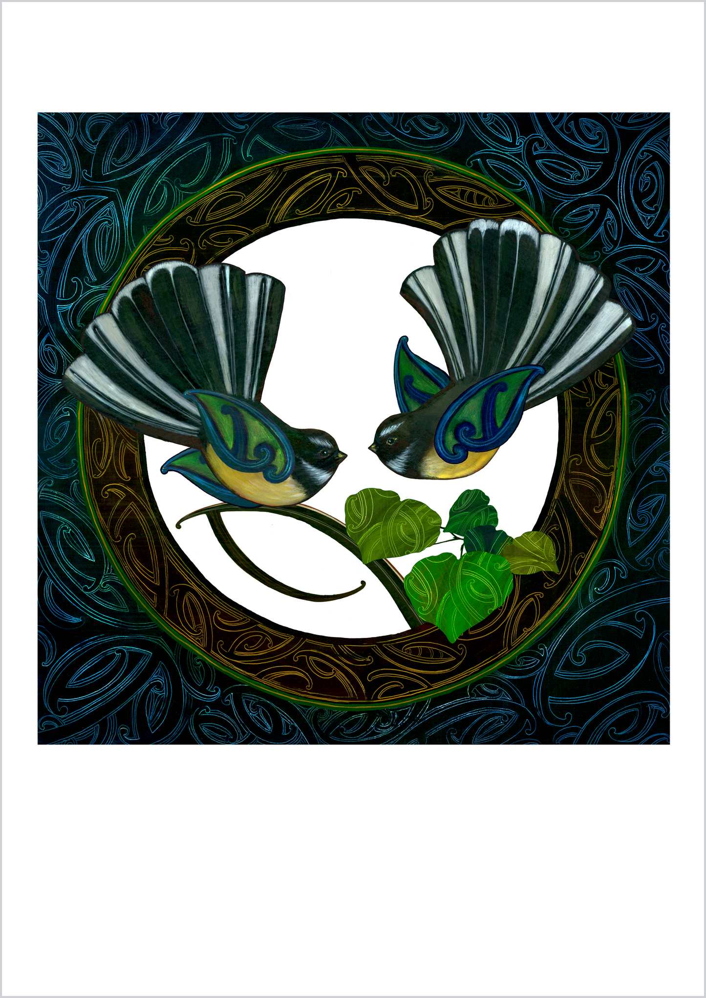 Piwakawaka Rua Fantails Art Print - Amber Smith Studio