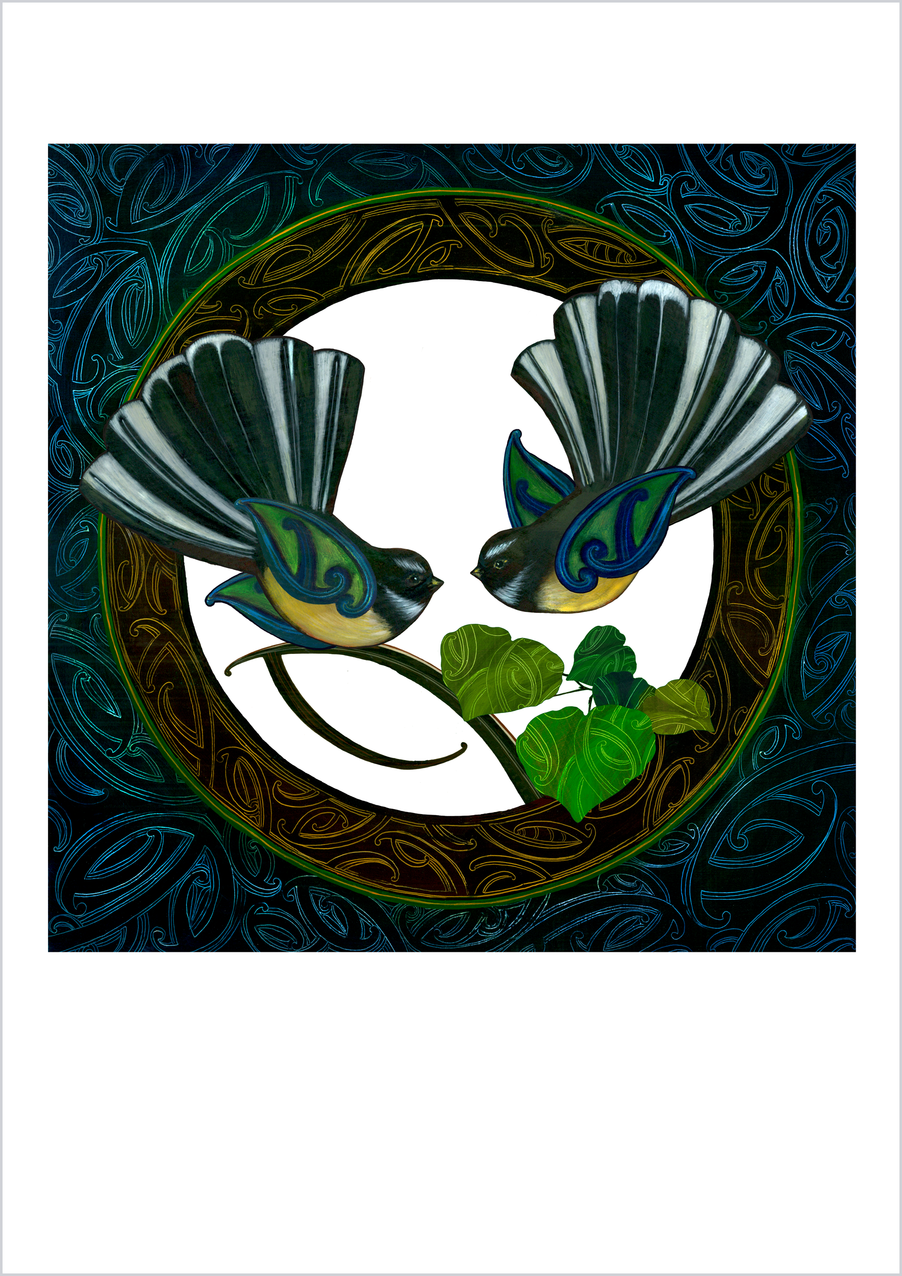 Piwakawaka Rua Fantails Art Print - Amber Smith Studio